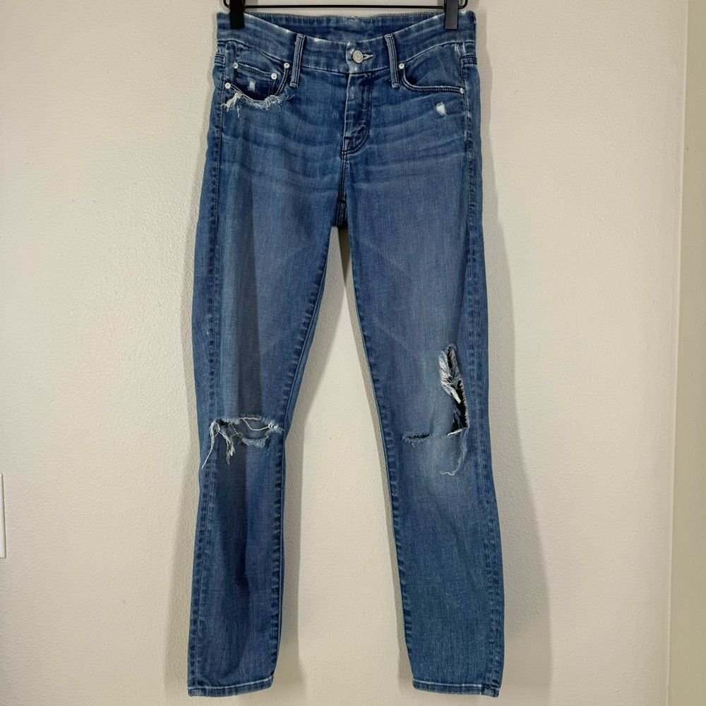 Mother Denim The Looker Skinny Jeans in Graffiti Girl Distressed Size 24